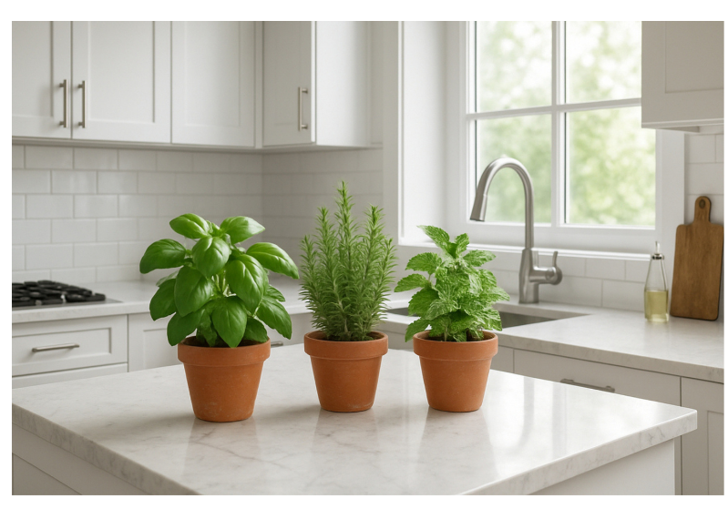 Herb on kitchen counter