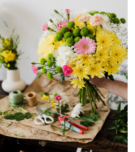 fresh cut flower arrangement on table