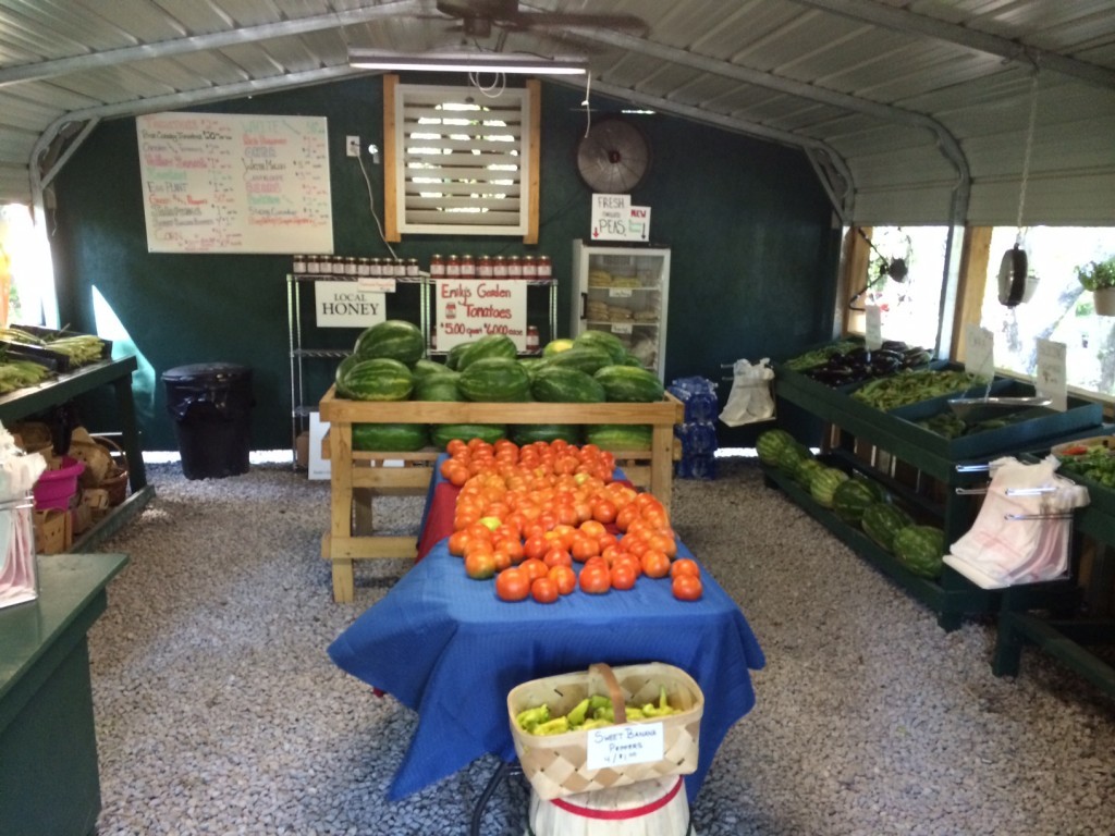 During the peak season, Emily's Garden is barely able to keep the hundreds of pounds of produce they harvest daily on their shelves.