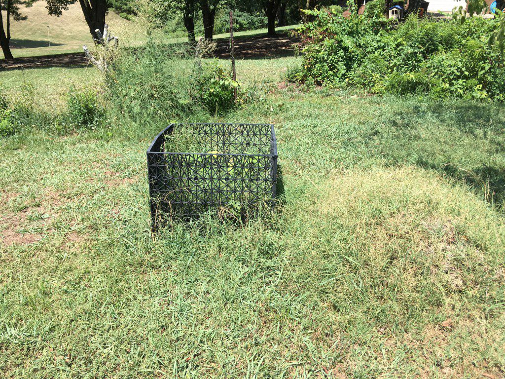 My pre-worm compost bin, way out in no-mans land of my yard. 