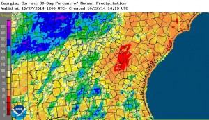 oct 1-27 rainfall percent 2014