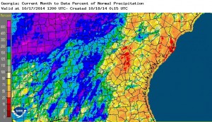 oct 2014 precip percent of normal