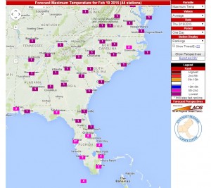 max temp forecast rank 2-19-2015