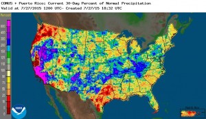 30 day precip pct of normal 7-27-2015