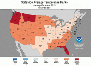 us 2015 temp ranking