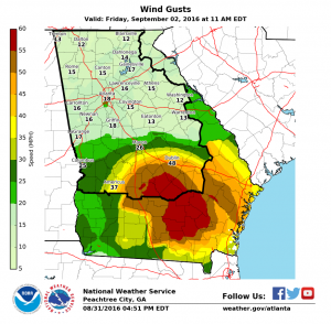 wind gusts hermine 8-31-2016 5 pm