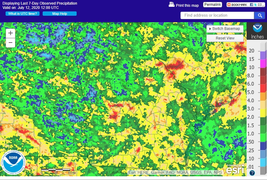 Rainfall situation: (a) Rain warning map of Rongjiang County the day