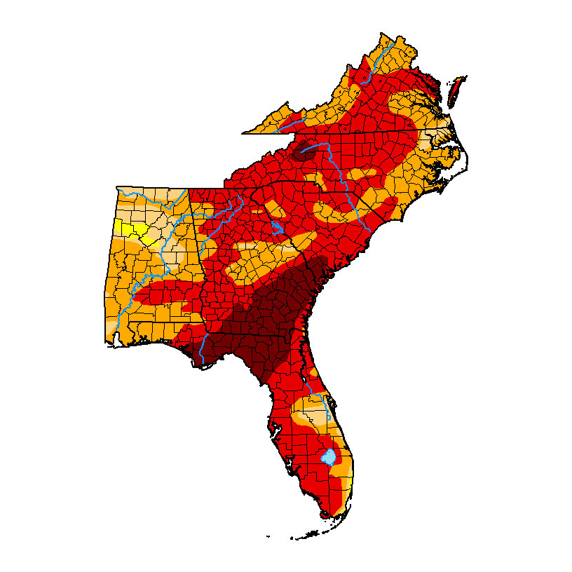 drought monitor map for the southeast as of 5-19-2026