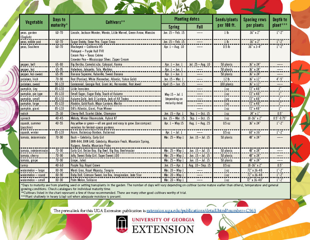 Vegetable Planting Chart