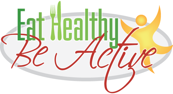 Text: Eat Healthy Be Active