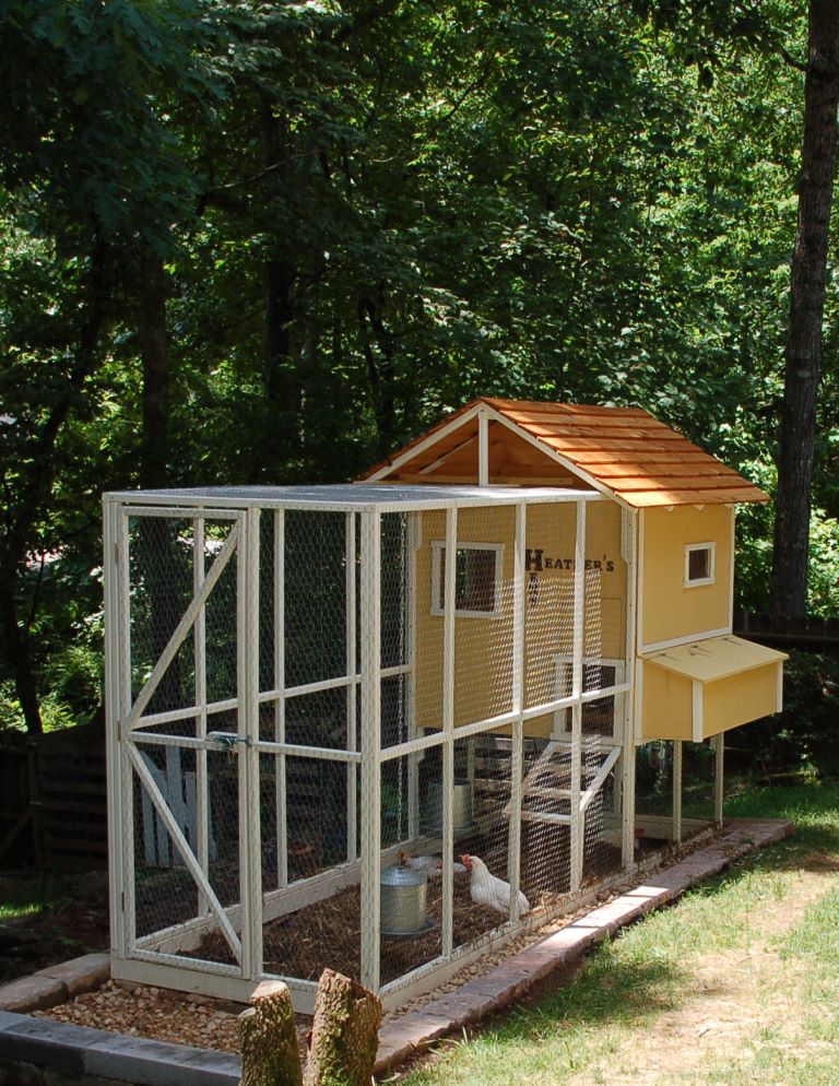 A large, two story chicken coop