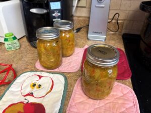 3 jars of pickled chow-chow.