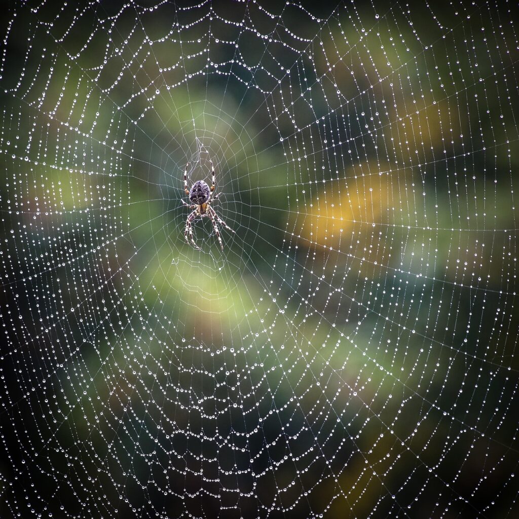 Spider in center of radial web