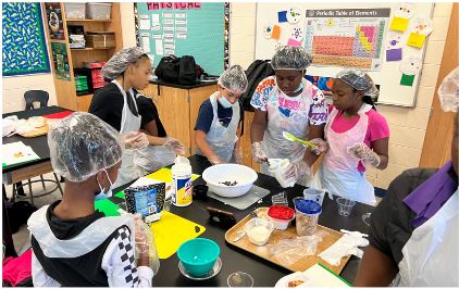 A group of Taliaferro County 4-H students at cooking club