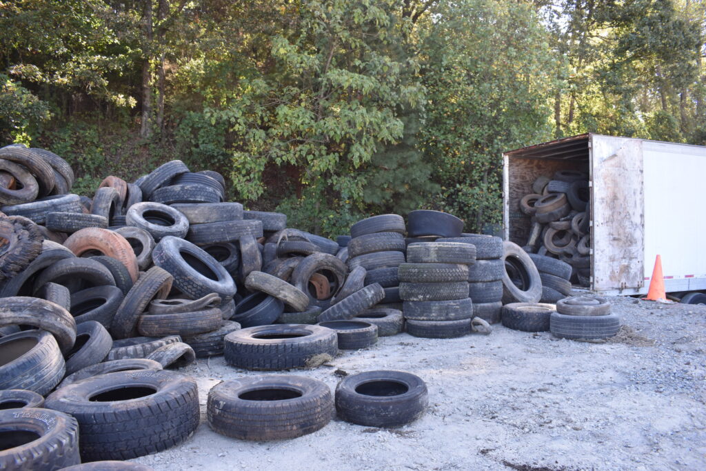 Pile of tires to be recycled