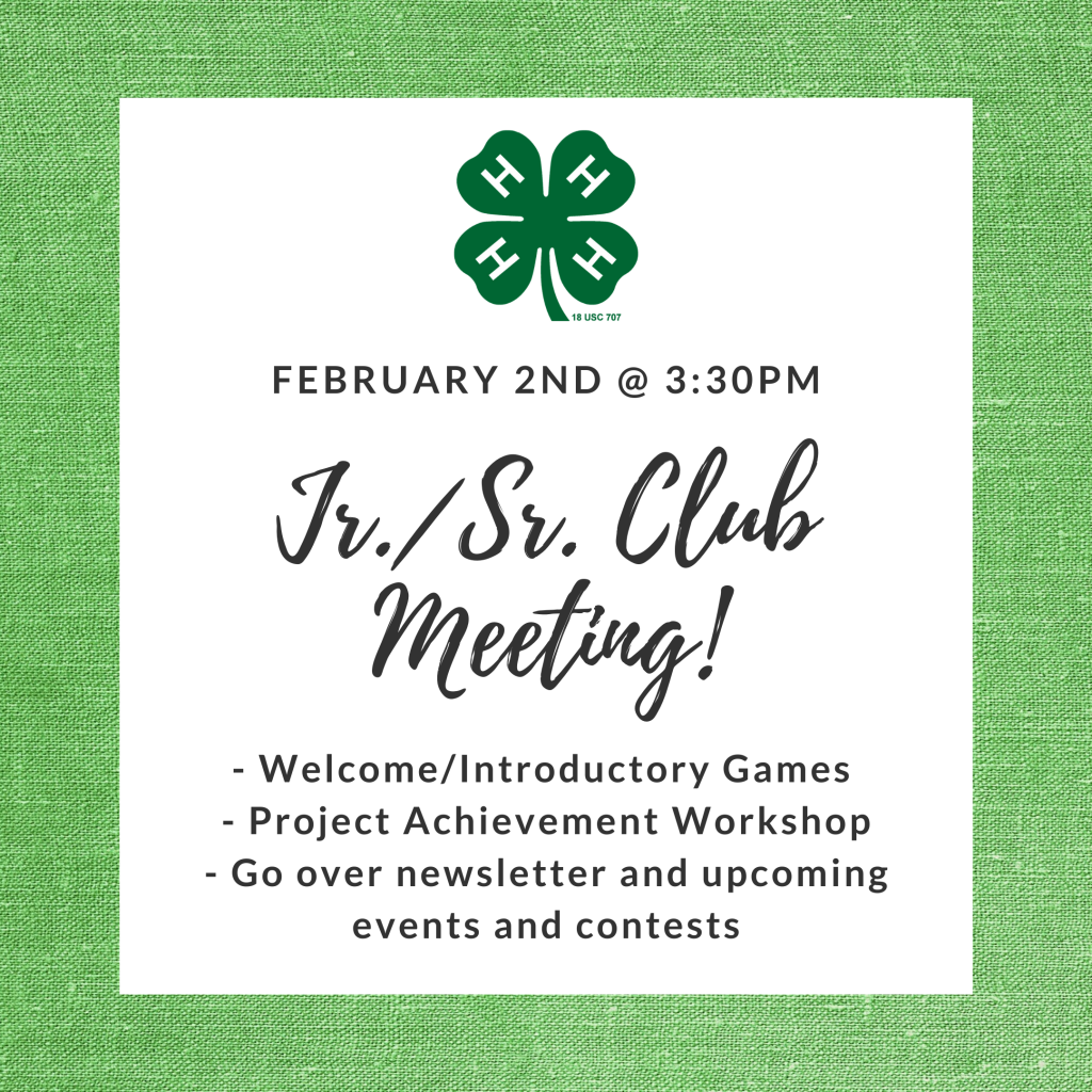 junior and senior 4h club meeting announcement