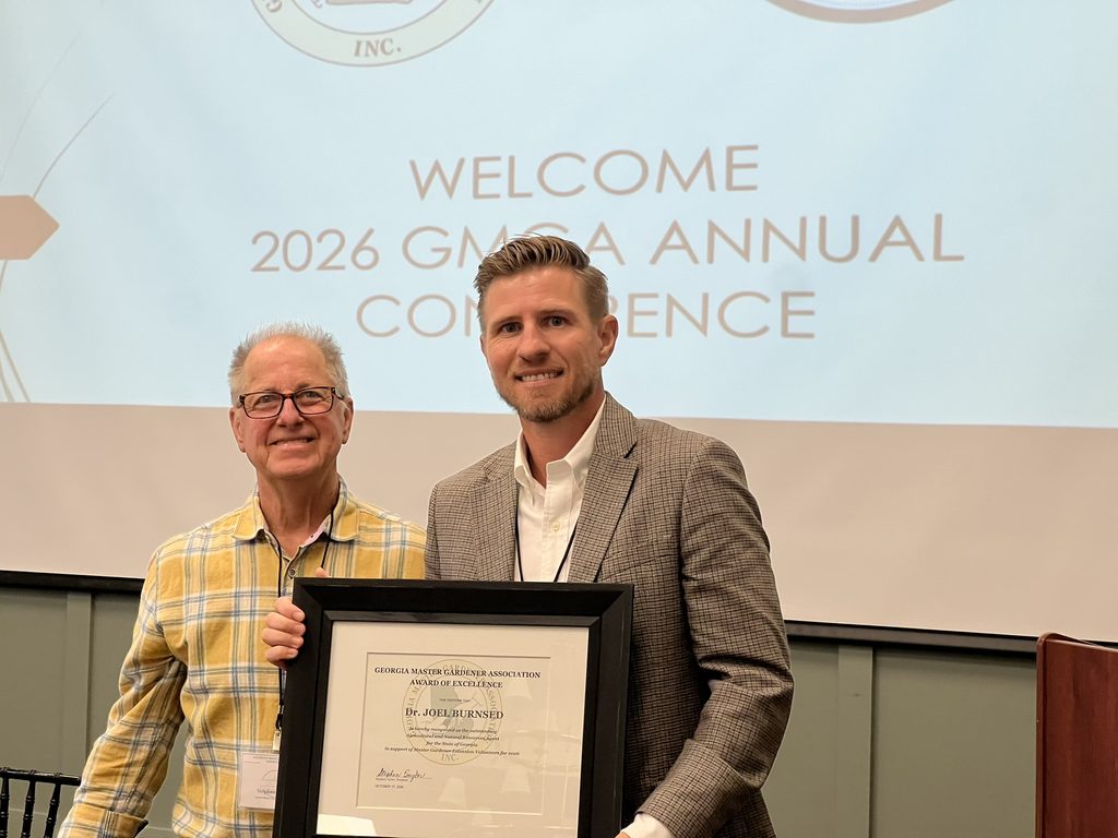 Congrats to Joel Burnsed, Walton County ANR Agent and CEC, for receiving the GMGA Award of Excellence in Consumer Horticulture in recognition of his work as an outstanding program coordinator!