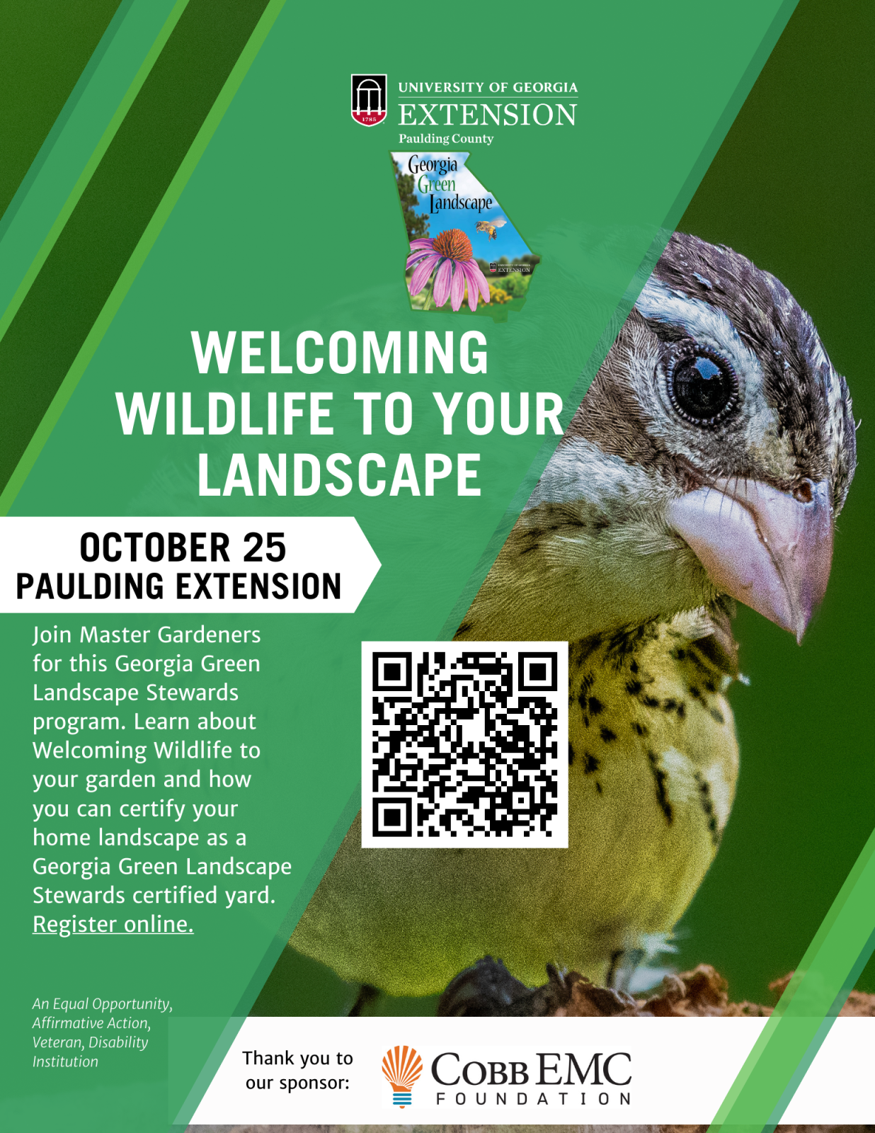 Flyer for Georgia Green Landscape Stewards Welcoming Wildlife program